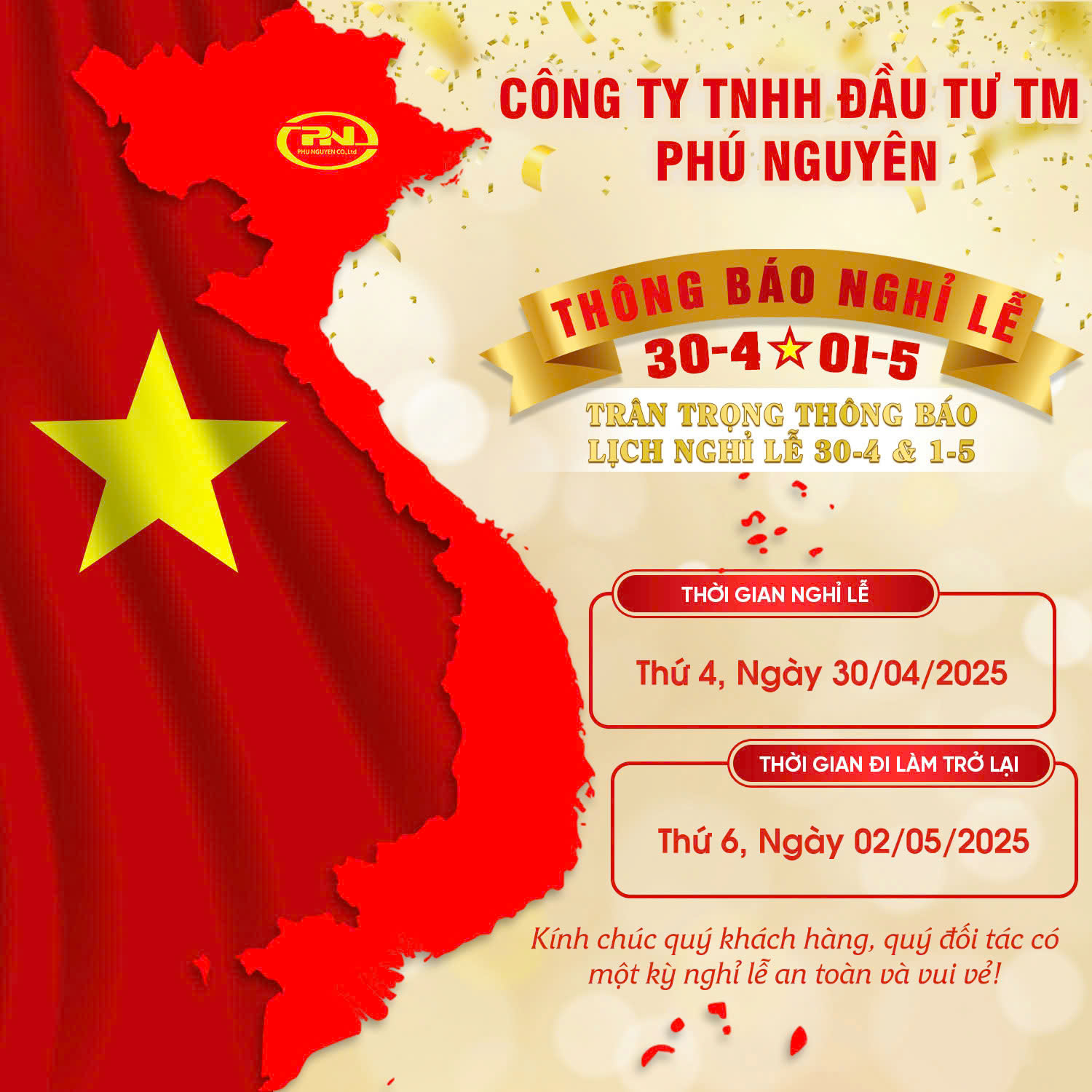 thông báo lịch nghỉ lễ 30-4