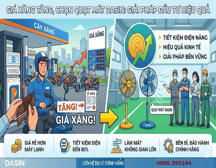 Giá xăng tăng chọn quạt mát Dasin giải pháp đầu tư hiệu quả