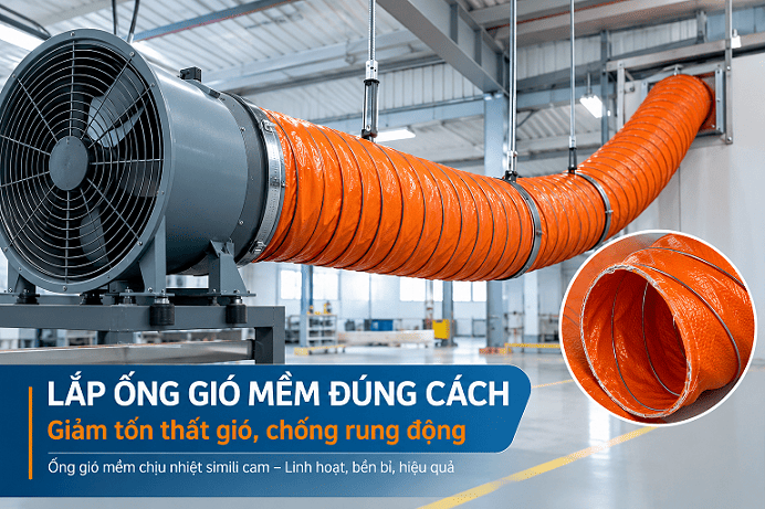 lắp đặt ống gió mềm đúng